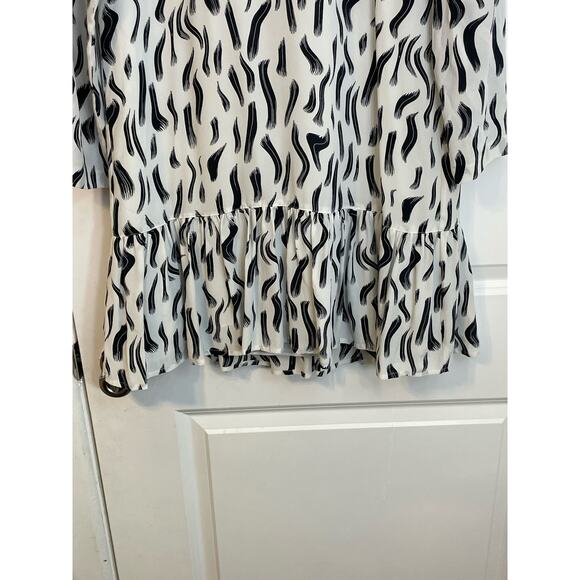 Joie Silk Dress Size Small Black and White Peplum Country Club Preppy NWT - Picture 5 of 11